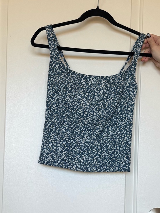 American Eagle Outfitters Tops - American Eagle Outfitters Blue Floral Square-Neck Tank